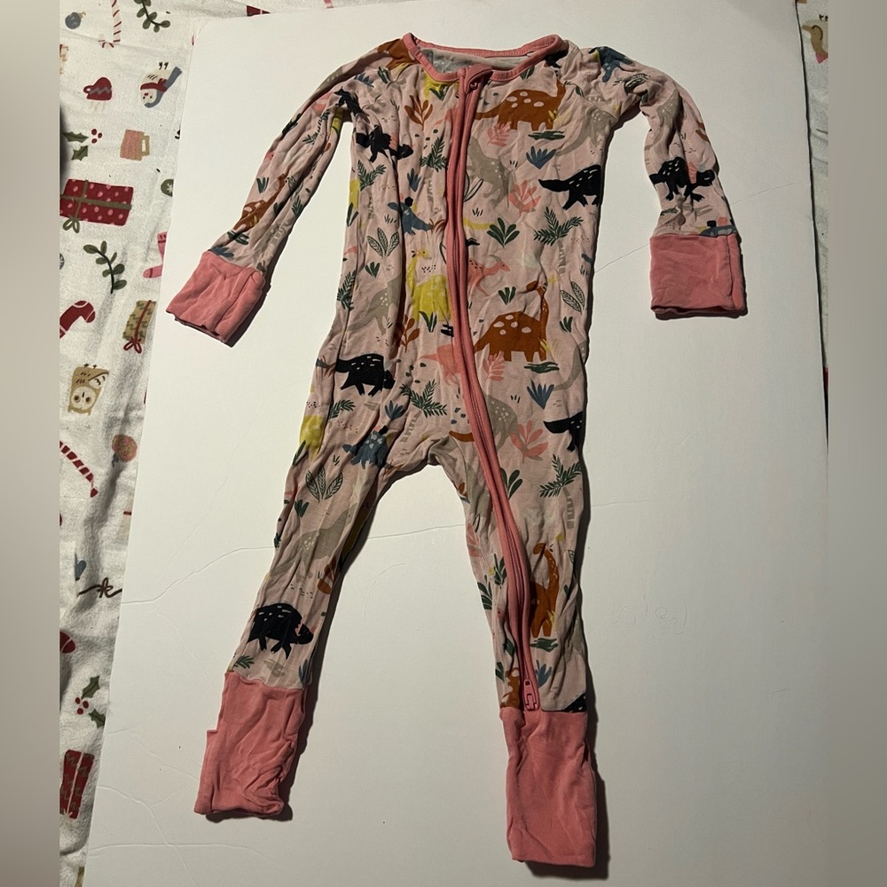 Little Sleepies Pink Jurassic Jungle Zippy 03 month